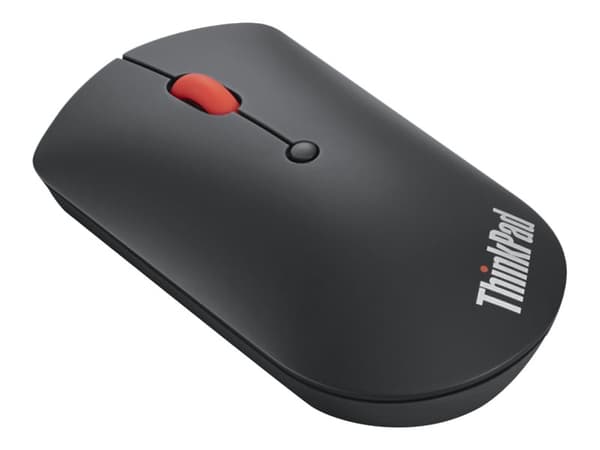 Lenovo ThinkPad Silent - Mus - höger- och vänsterhänta - optisk blå - 3 knappar - trådlös - Bluetooth 5.0 - svart - brun låda Svart