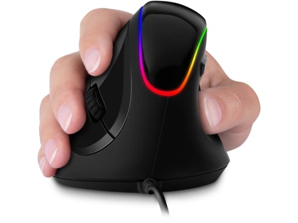 Connect IT CMO-2800-BK, högerhand, Vertikal design, Optisk, USB Type-A, 3200 DPI, Svart