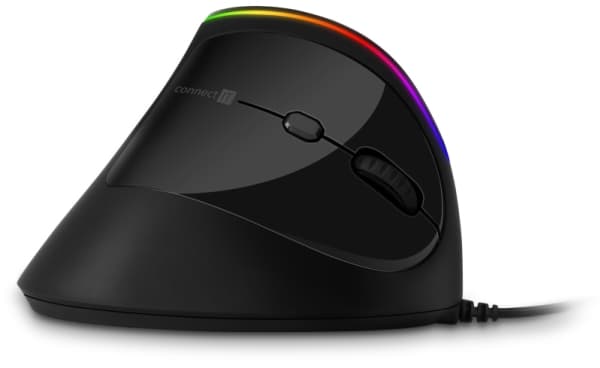 Connect IT CMO-2800-BK, högerhand, Vertikal design, Optisk, USB Type-A, 3200 DPI, Svart