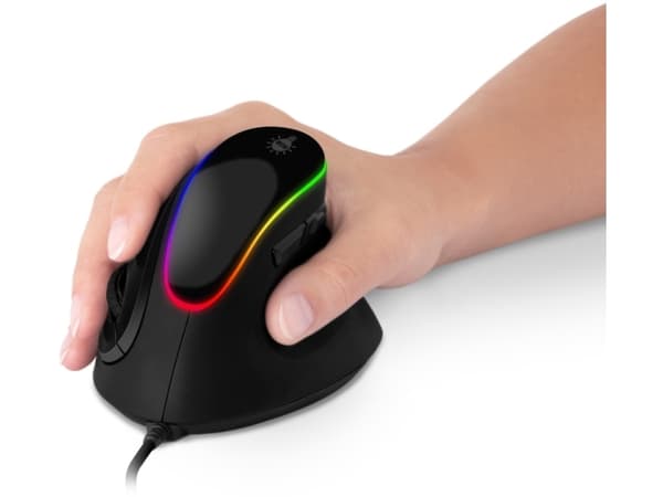 Connect IT CMO-2800-BK, högerhand, Vertikal design, Optisk, USB Type-A, 3200 DPI, Svart