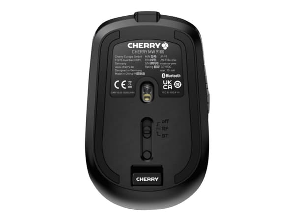 CHERRY MW 9100 - Mus - 6 knappar - trådlös - 2.4 GHz, Bluetooth 4.0 - trådlös USB-mottagare - svart