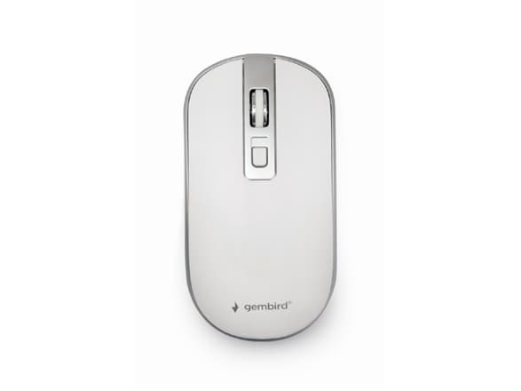Gembird - Mus - ergonomisk - optisk - 4 knappar - trådlös - 2.4 GHz - trådlös USB-mottagare - vit, silver - blåsa