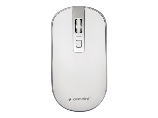 Gembird - Mus - ergonomisk - optisk - 4 knappar - trådlös - 2.4 GHz - trådlös USB-mottagare - vit, silver - blåsa Silver, Vit