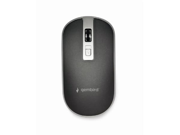 Gembird MUSW-4B-06-BS - Mus - optisk - 4 knappar - trådlös - 2.4 GHz - trådlös USB-mottagare - svart silver - blåsa