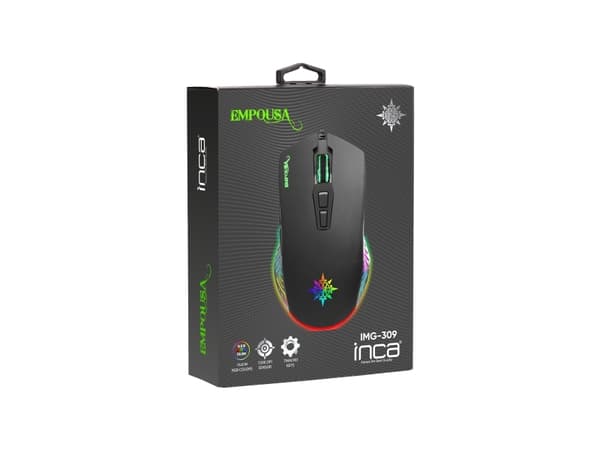 Inca IMG-309, Ambidextrous, USB Type-A, 7200 DPI, Svart