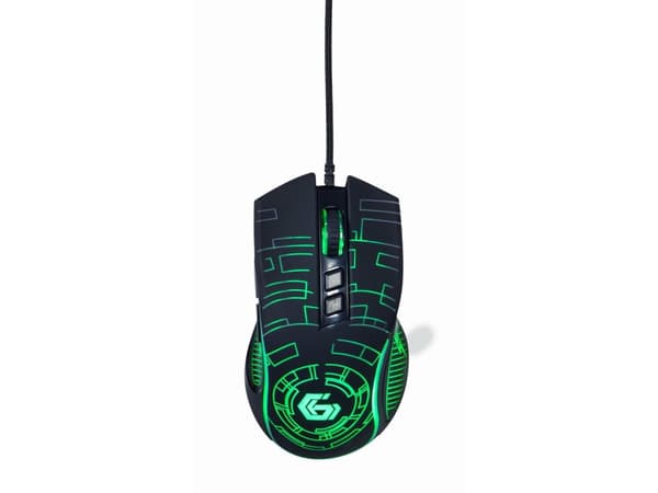 Gembird MUSG-RGB-01 - Mus - ergonomisk - högerhänt - 7 knappar - kabelansluten - USB 2.0 - svart - presentask med transparent fönster