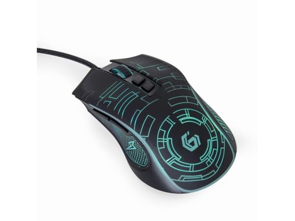 Gembird MUSG-RGB-01 - Mus - ergonomisk - högerhänt - 7 knappar - kabelansluten - USB 2.0 - svart - presentask med transparent fönster