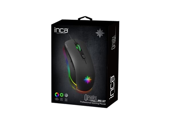 Inca IMG-327, Ambidextrous, Optisk, USB Type-A, 4800 DPI, Svart