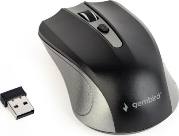 Gembird MUSW-4B-04-GB - Mus - optisk - 4 knappar - trådlös - 2.4 GHz - trådlös USB-mottagare - svart, rymdgrå - blåsa
