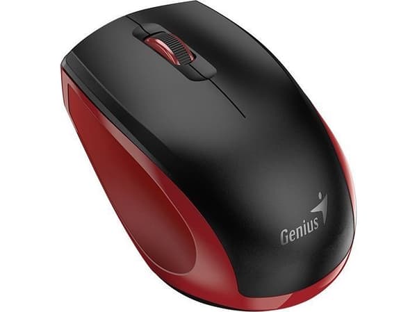 Genius NX-8006S, Ambidekstriøs, BlueEye, RF kabel-fri, 1200 DPI, Sort, Rød