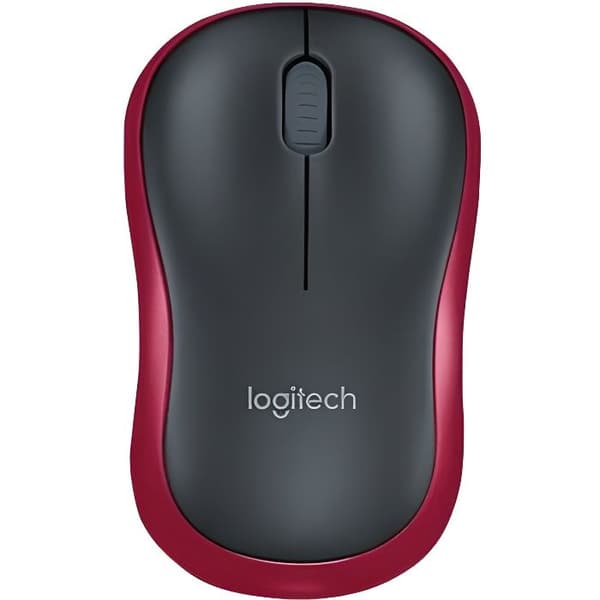 LOGITECH M185 Mus - Optisk - USB trådlös mottagare - 2,4 GHz - Grå Svart, Röd