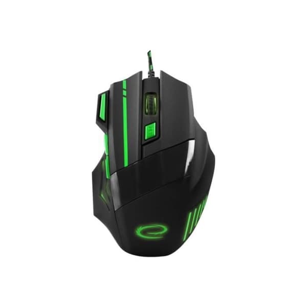 ESPERANZA MX201 WOLF Mouse - Optisk 2400 dpi - 7 knappar - USB-kabel - Grön