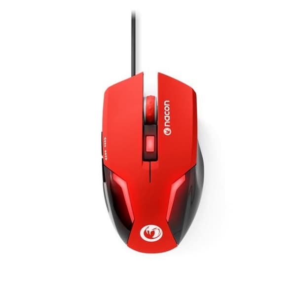 NACON optisk mus (röd), högerhänt, optisk, USB, 2400 DPI, 132 g, svart, röd