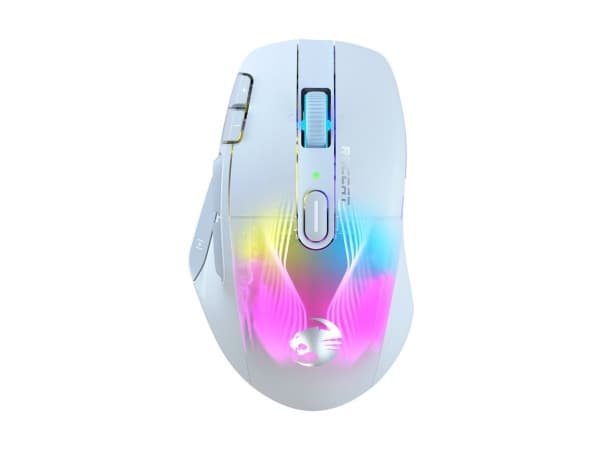 ROCCAT Kone XP Air, högerhand, Optisk, RF Wireless + Bluetooth + USB Type-A, 19000 DPI, Vit
