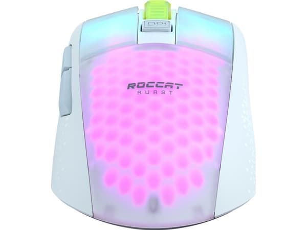 ROCCAT Burst Pro Air, Ambidextrous, Optisk, RF Wireless + USB Type-C, 19000 DPI, Vit