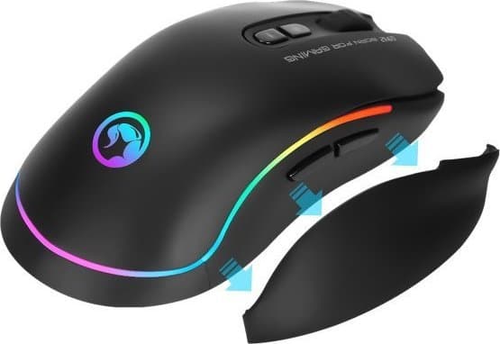MW Marvo Mouse G942, 10000DPI, optisk, 10kl, USB-kabel, svart, för spel, RGB-bakgrundsbelysning
