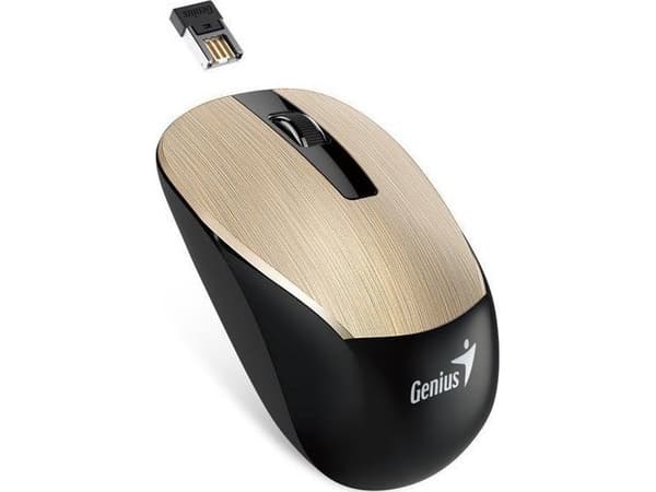 Genius Genius Mouse NX-7015, 1600DPI, 2,4 [GHz], optisk, 3kl, trådlös USB, guld, AA