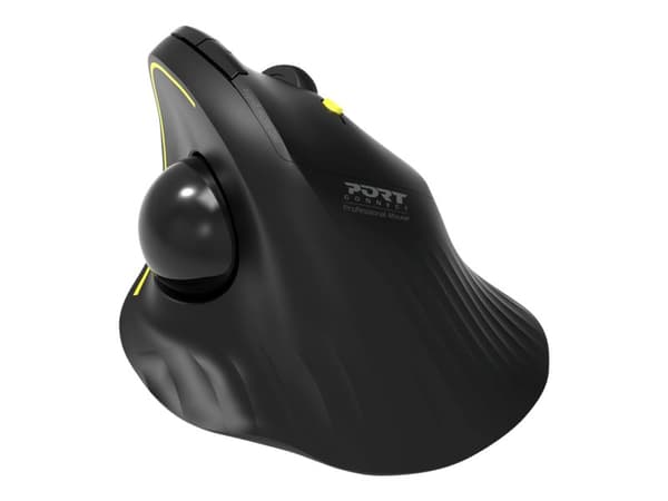 PORT Connect Professional - Vertikal mus - ergonomisk - with trackball - högerhänt - optisk - 5 knappar - trådlös - 2.4 GHz, Bluetooth 3.0, Bluetooth