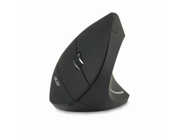 Acer - Mus - ergonomisk - vertikal - högerhänt - optisk - 6 knappar - trådlös - 2.4 GHz - trådlös USB-mottagare - svart