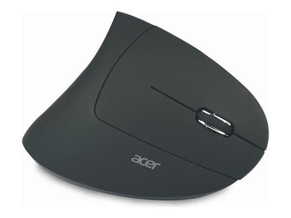 Acer - Mus - ergonomisk - vertikal - högerhänt - optisk - 6 knappar - trådlös - 2.4 GHz - trådlös USB-mottagare - svart Svart