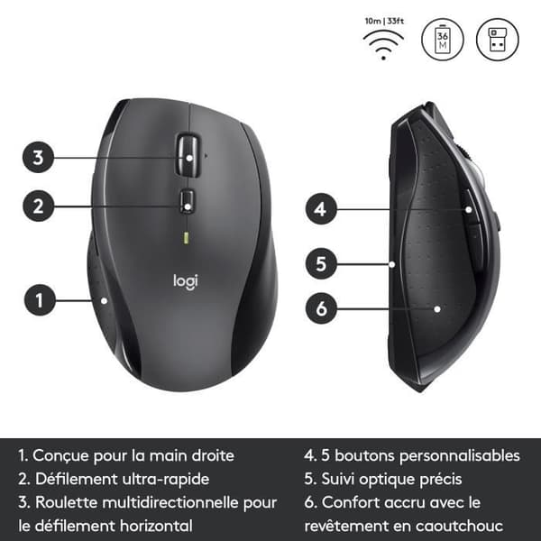 Mus - Trådlös - Logitech - M705 MARATHON - Grå