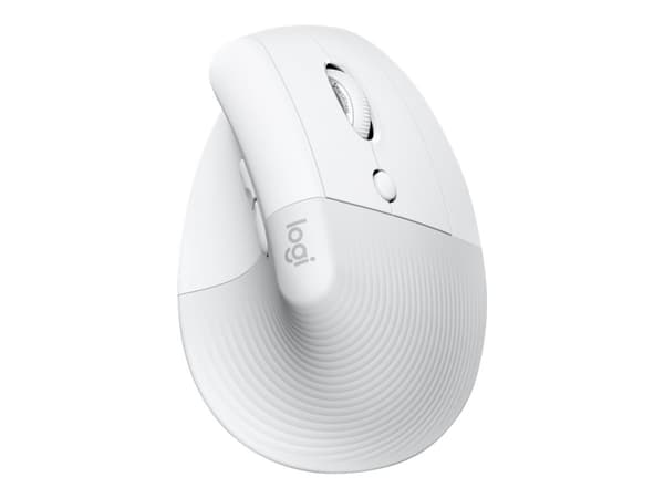 Logitech Lift (for Mac) - Vertikal mus - ergonomisk - optisk - 6 knapper - trådløs, kabel - Bluetooth, 2,4 GHz - trådløs mottaker (USB) - Blekgrå Hvit