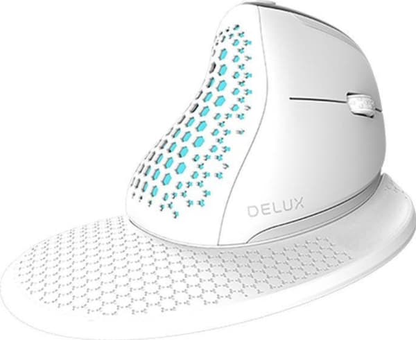 Trådlös vertikal mus Delux M618XSD BT+2.4G RGB (vit)