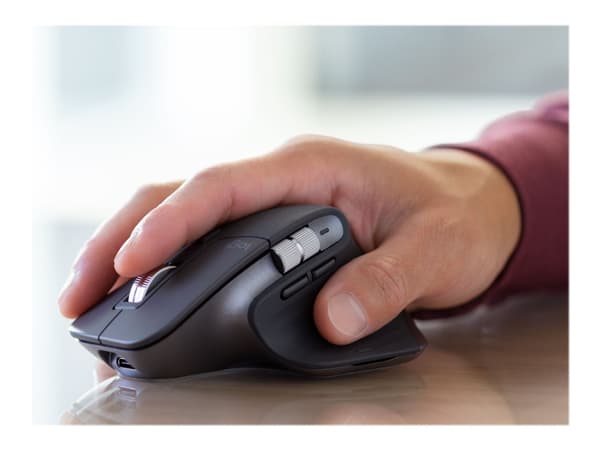 Logitech Master Series MX Master 3S for Business - Mus - ergonomisk - høyrehendt - optisk - 7 knapper - trådløs - Bluetooth - Logitech Logi Bolt USB-