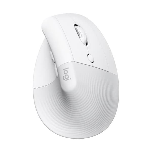 Logitech Lift Ergonomic Vertical Mouse, Trådlös, Tyst - Vit