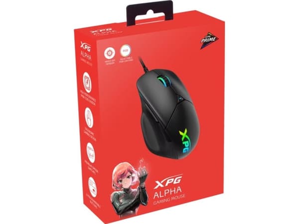 XPG ALPHA-BKCWW, vänster hand, USB Type-C, 16000 DPI, Svart