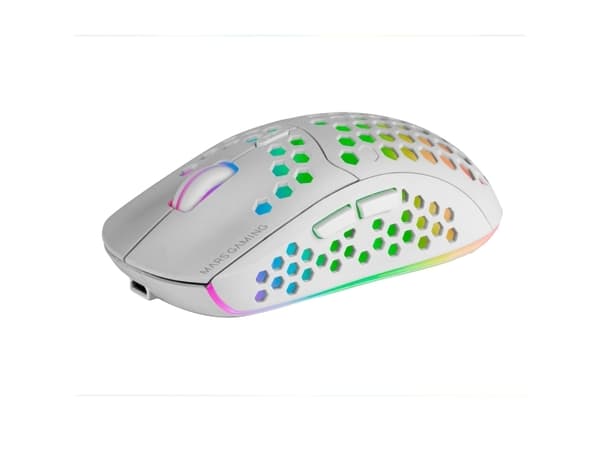Mars Gaming MMW3W, högerhand, Optisk, RF Trådlös, 3200 DPI, Vit