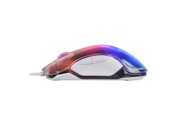 Mars Gaming MMGLOWW, högerhand, Optisk, USB Type-A, 12800 DPI, Vit