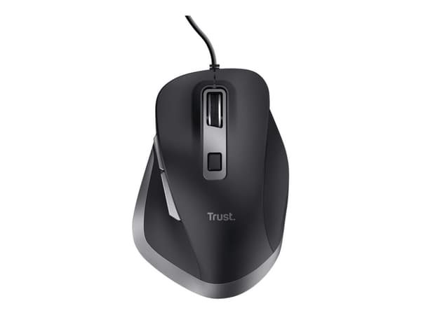 Trust Fyda Comfort - Mus - eco - högerhänt - optisk - 6 knappar - kabelansluten - USB 2.0 - svart