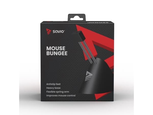 Savio Mouse Bungee Mouse cable holder stable non-slip flexible arm MB-01, Svart, 50 styck