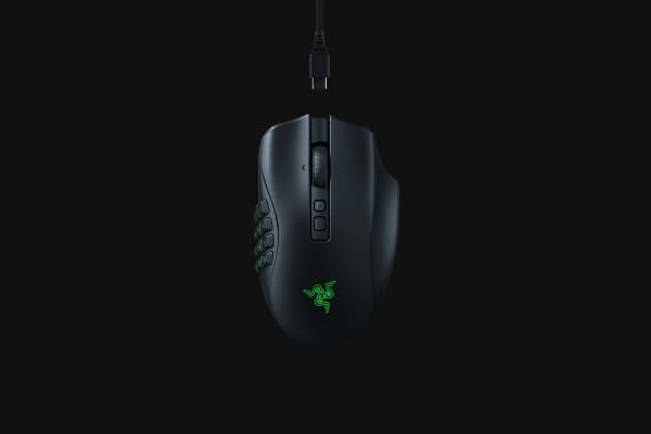 Razer Naga V2 Pro - Mus - ergonomisk - MMO, HyperScroll Pro-hjul, spill - høyrehendt - optisk - 20 knapper - kablet, trådløs - Bluetooth, USB-C, 2.4