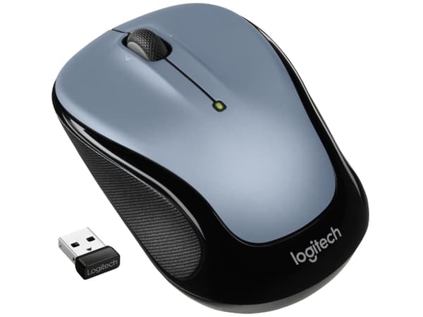Logitech M325s - Mus - høyre- og venstrehåndet - optisk - 5 knapper - trådløs - 2.4 GHz - USB trådløs mottaker - grå