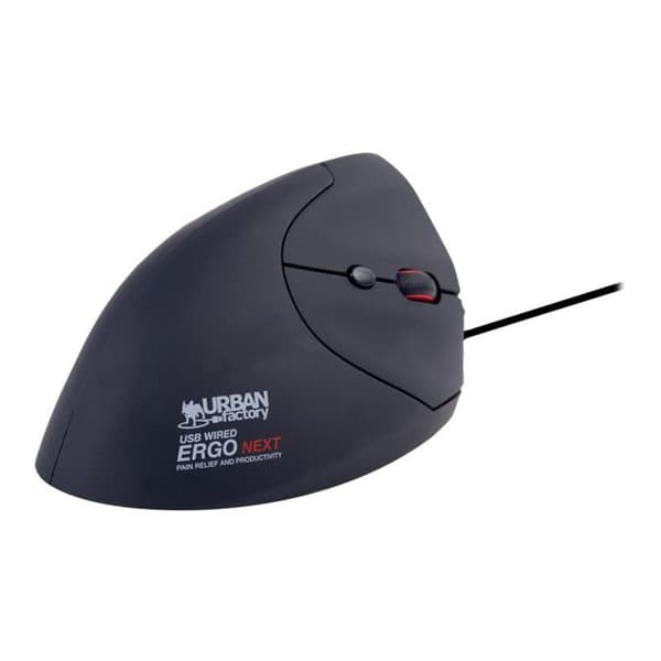 Trådbunden Mus - URBAN FACTORY - EMR01UF-V2 - Ergonomisk - USB - 1600 dpi Svart