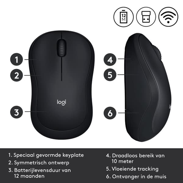 Logitech M185 - Trådløs mus - Grå