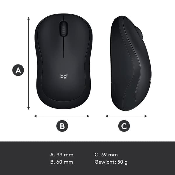 Logitech M185 - Trådløs mus - Grå