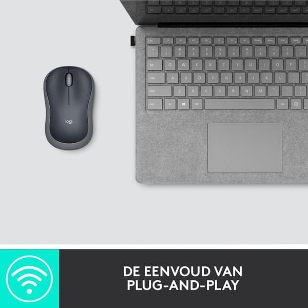 Logitech Wireless Notebook Mouse M185 - Mus - trådlös - USB - trådlös mottagare (USB) - Grå (910-002238)