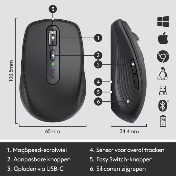 Logitech MX Anywhere 3 - Trådløs mus - Grafit