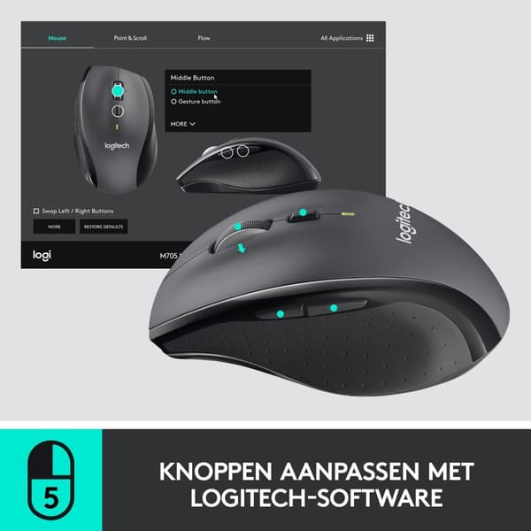 Logitech M705 - Langaton Marathon Mouse - harmaa / musta