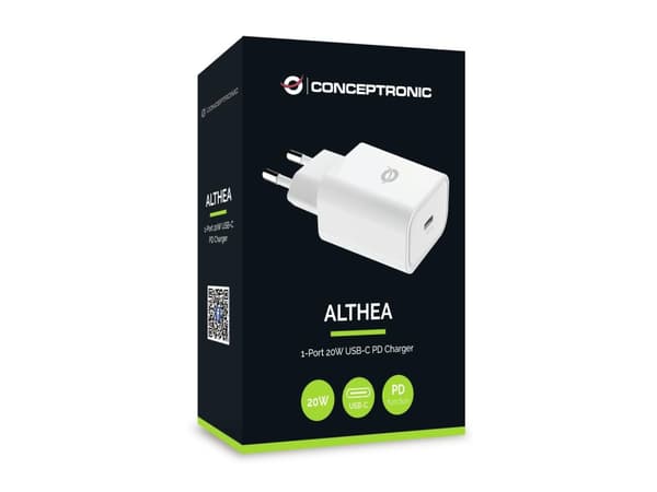 Conceptronic Oplader 1 Port /20W/ USB-C PD1.3A/ hvid Mini USB Oplader 20W Hvid USB-C