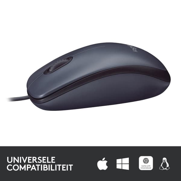 Logitech B100 - Mus - optisk - 3 knapper - kablet - USB - sort (910-003357)