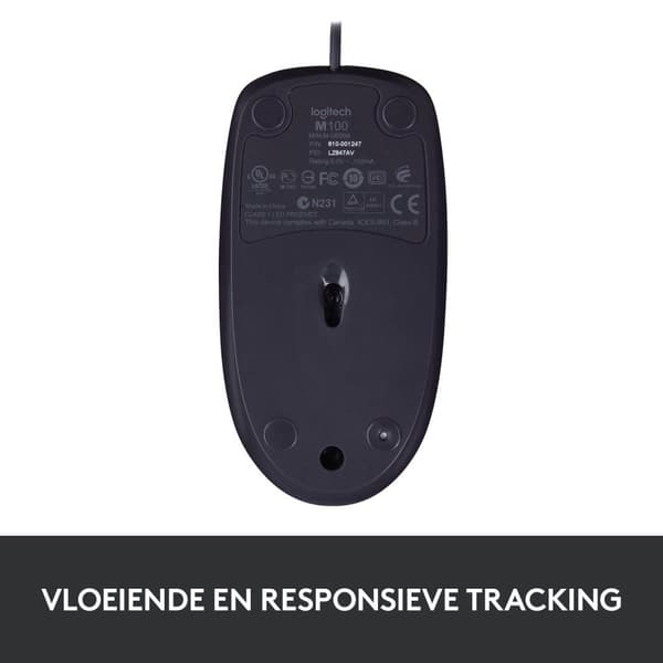 Logitech B100 - Mus - optisk - 3 knapper - kablet - USB - sort (910-003357)
