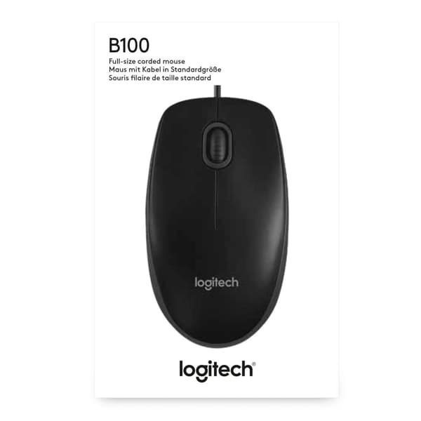 Logitech B100 - Mus - optisk - 3 knapper - kablet - USB - sort (910-003357)