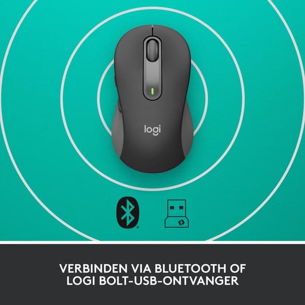 Logitech Signature M650 L - Hiiri - koko L - optinen - 5 painiketta - langaton - Bluetooth, 2,4 GHz - Logitech Logi Bolt USB-vastaanotin - Grafiitti (