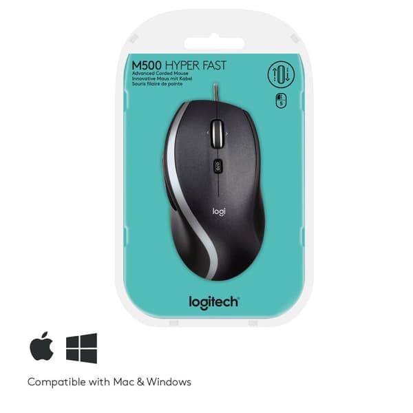 Logitech M500 - mus - laser - trådbunden - USB