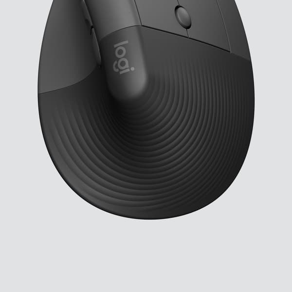 Logitech Lift for Business - Vertikal mus - ergonomisk - 6 knappar - trådlös - Bluetooth, 2,4 GHz - Logitech Logi Bolt USB-mottagare - Grafit (910-006