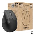 Miniatyrbild 1 av 6: Logitech Lift for Business - Vertikal mus - ergonomisk - 6 knappar - trådlös - Bluetooth, 2,4 GHz - Logitech Logi Bolt USB-mottagare - Grafit (910-006